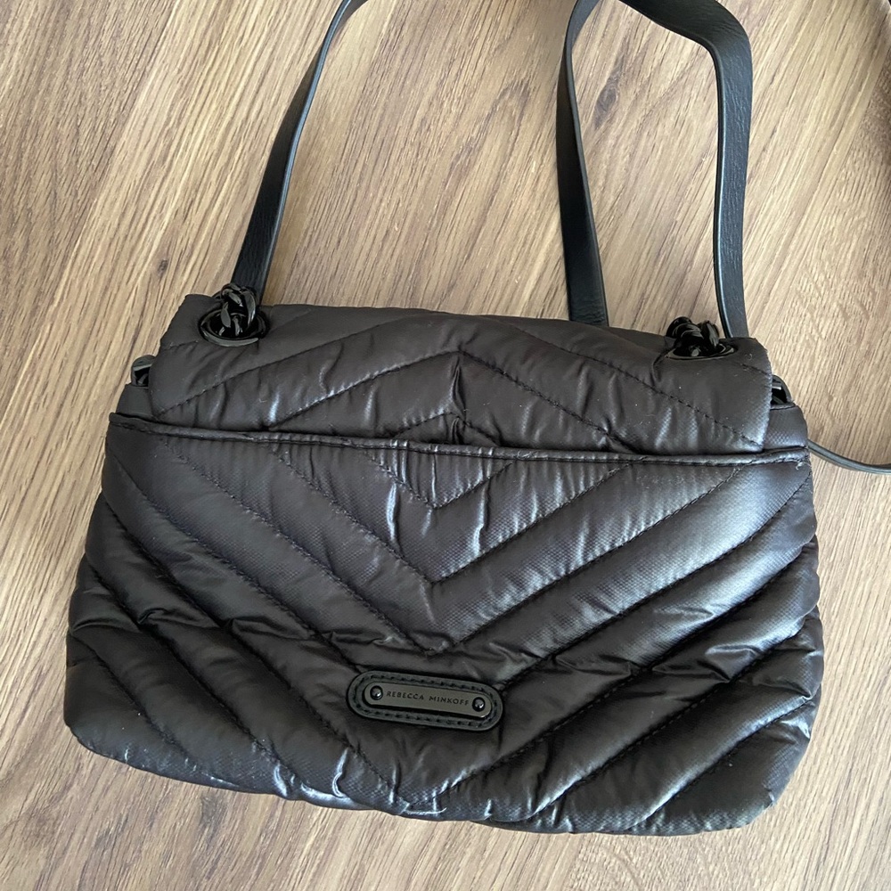 Rebecca Minkoff Black Quilted Chevron Flap Crossbody - Picture 7 of 16